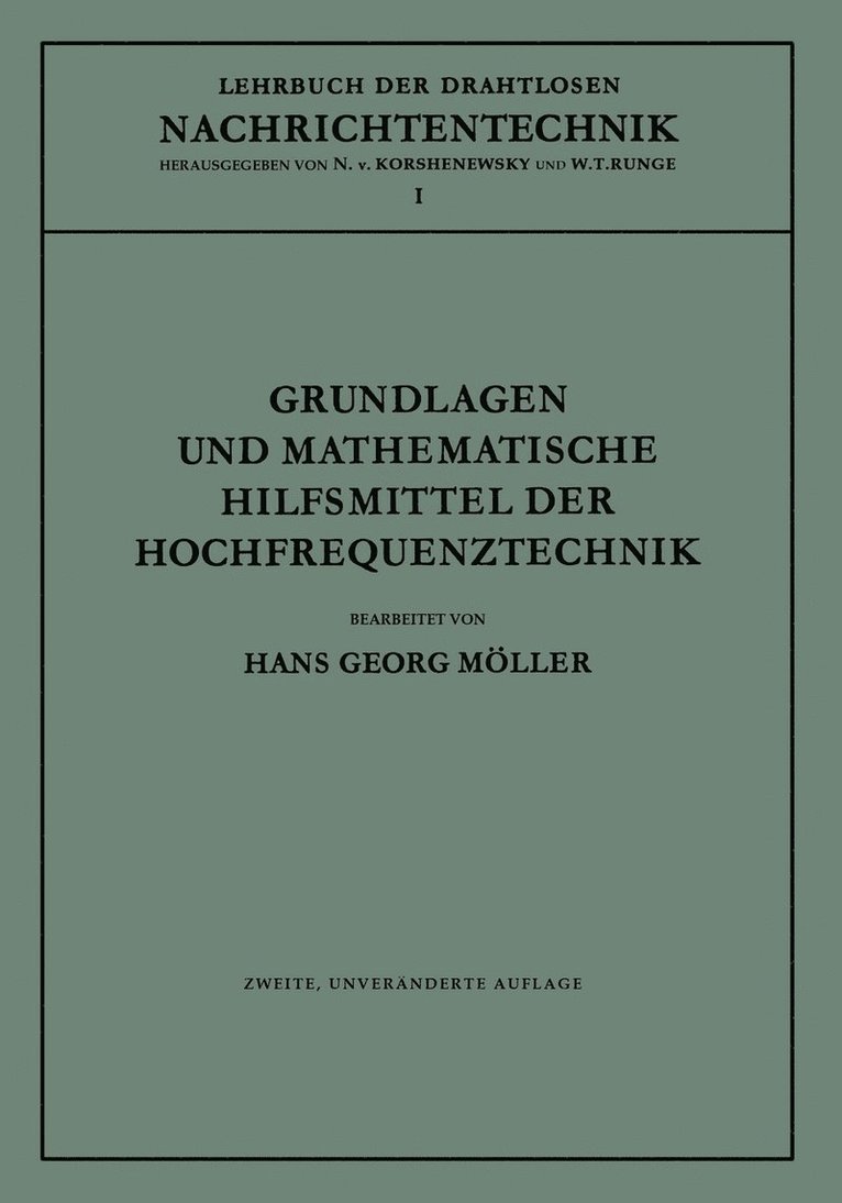 Hans Georg Möller, Hans Georg Moller, Hans Georg Moller - Grundlagen und mathematische Hilfsmittel der Hochfrequenztechnik, Häftad