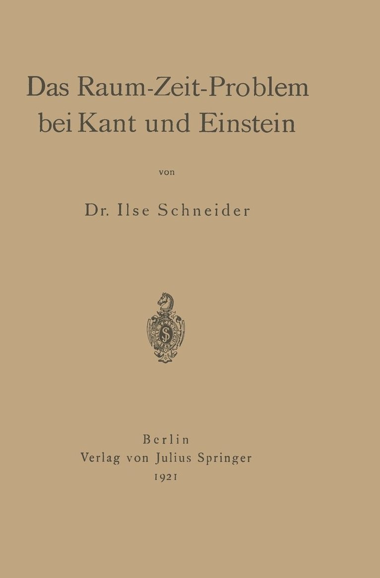 Das Raum-Zeit-Problem bei Kant und Einstein 1