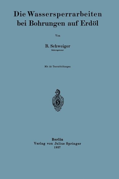 bokomslag Die Wassersperrarbeiten bei Bohrungen auf Erdl