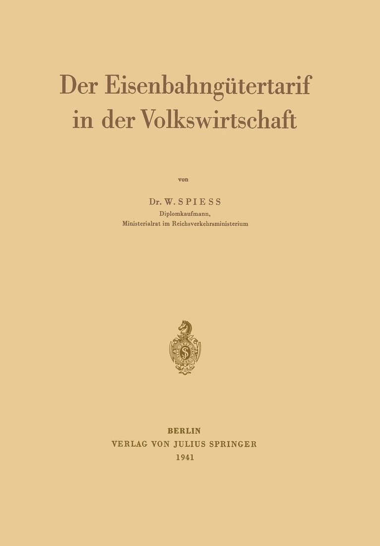 Der Eisenbahngtertarif in der Volkswirtschaft 1