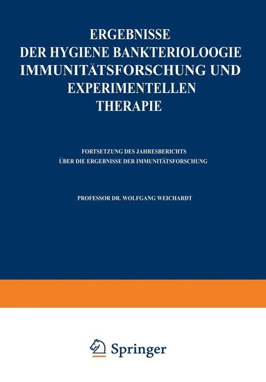 bokomslag Ergebnisse der Hygiene Bakteriologie Immunitätsforschung und experimentellen Therapie