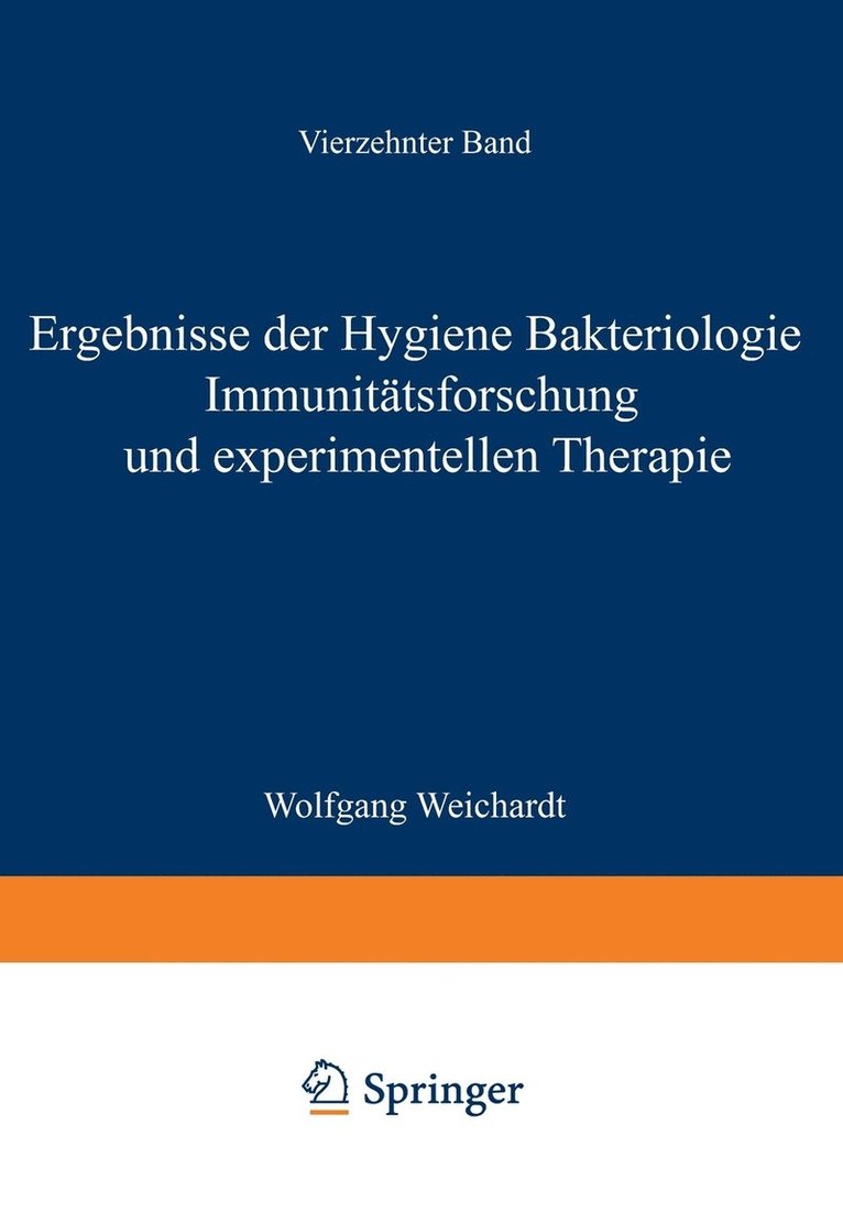 Ergebnisse der Hygiene Bakteriologie Immunittsforschung und Experimentellen Therapie 1