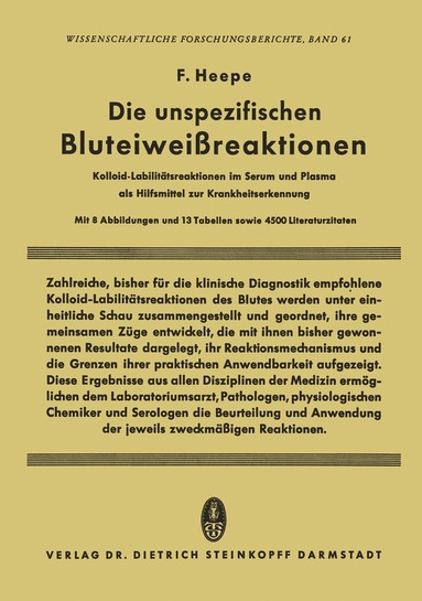 bokomslag Die unspezifischen Bluteiweissreaktionen