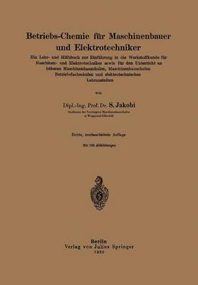 Betriebs-Chemie fr Maschinenbauer und Elektrotechniker 1