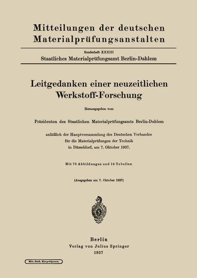 bokomslag Leitgedanken einer neuzeitlichen Werkstoff-Forschung