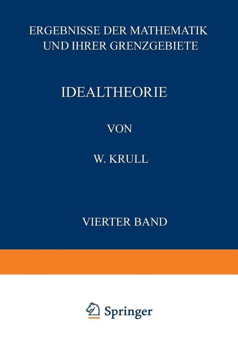 W. Krull, NA Schriftltg. "Zentralbl. Mathematik", Na Schriftltg Zentralbl Mathematik, Na Schriftltg. "Zentralbl. Mathematik" - Idealtheorie, Häftad