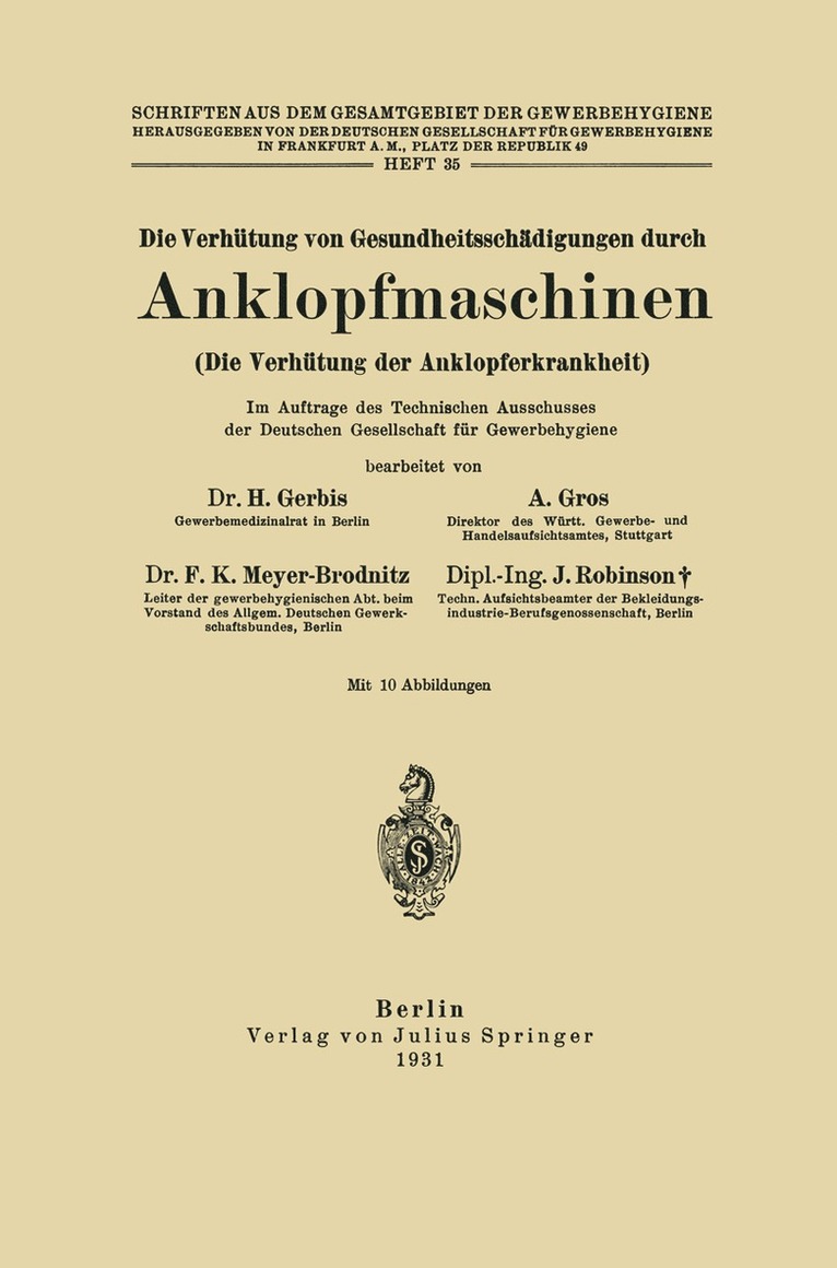 Die Verhtung von Gesundheitsschdigungen durch Anklopfmaschinen (Die Verhtung der Anklopferkrankheit) 1