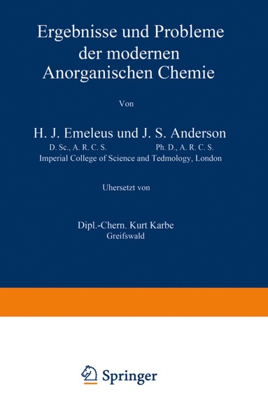 bokomslag Ergebnisse und Probleme der Modernen Anorganischen Chemie