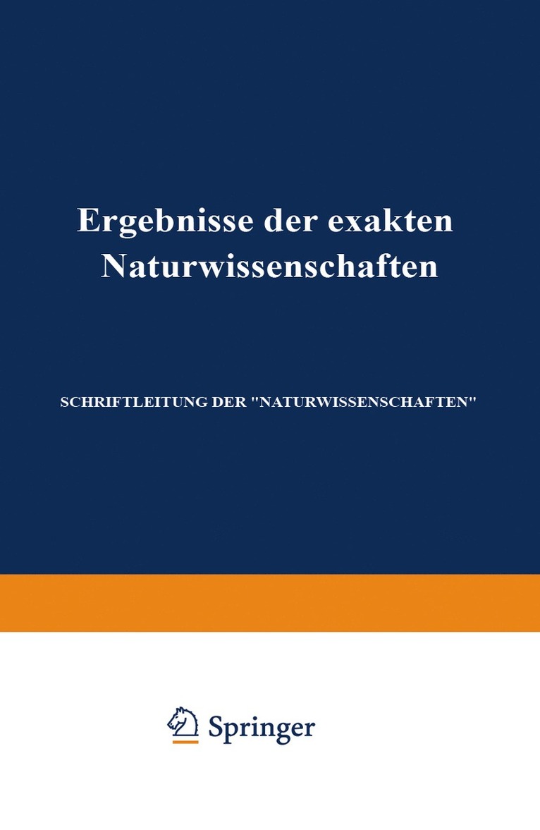 Ergebnisse der Exakten Naturwissenschaften 1