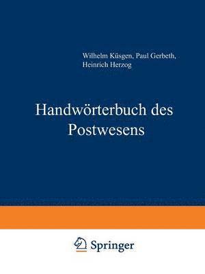 bokomslag Handwörterbuch des Postwesens