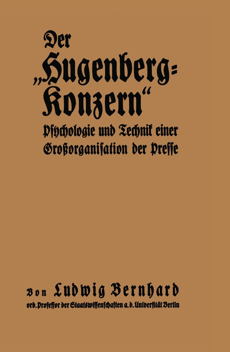 Ludwig Bernhard - Der „Hugenberg-Konzern“, Häftad