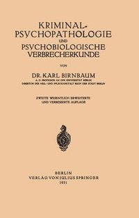 bokomslag KriminalPsychopathologie und Psychobiologische Verbrecherkunde