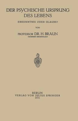 bokomslag Der Psychische Ursprung des Lebens