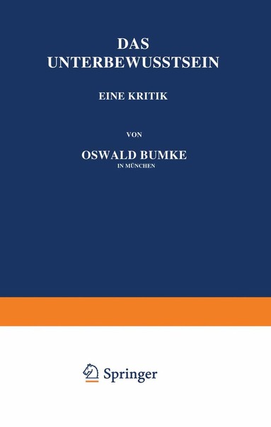 Oswald Bumke - Das Unterbewusstsein, Häftad