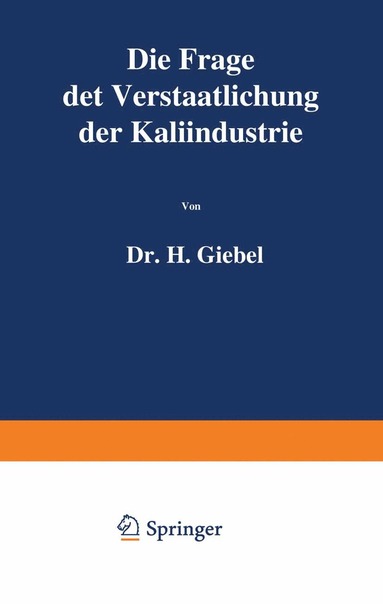 bokomslag Die Frage der Verstaatlichung der Kaliindustrie