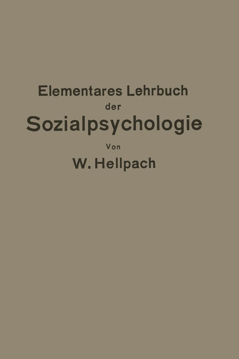 Elementares Lehrbuch der Sozialpsychologie 1