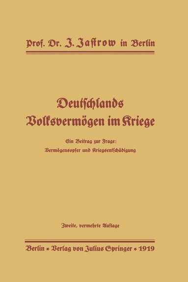 bokomslag Deutschlands Volksvermgen im Kriege