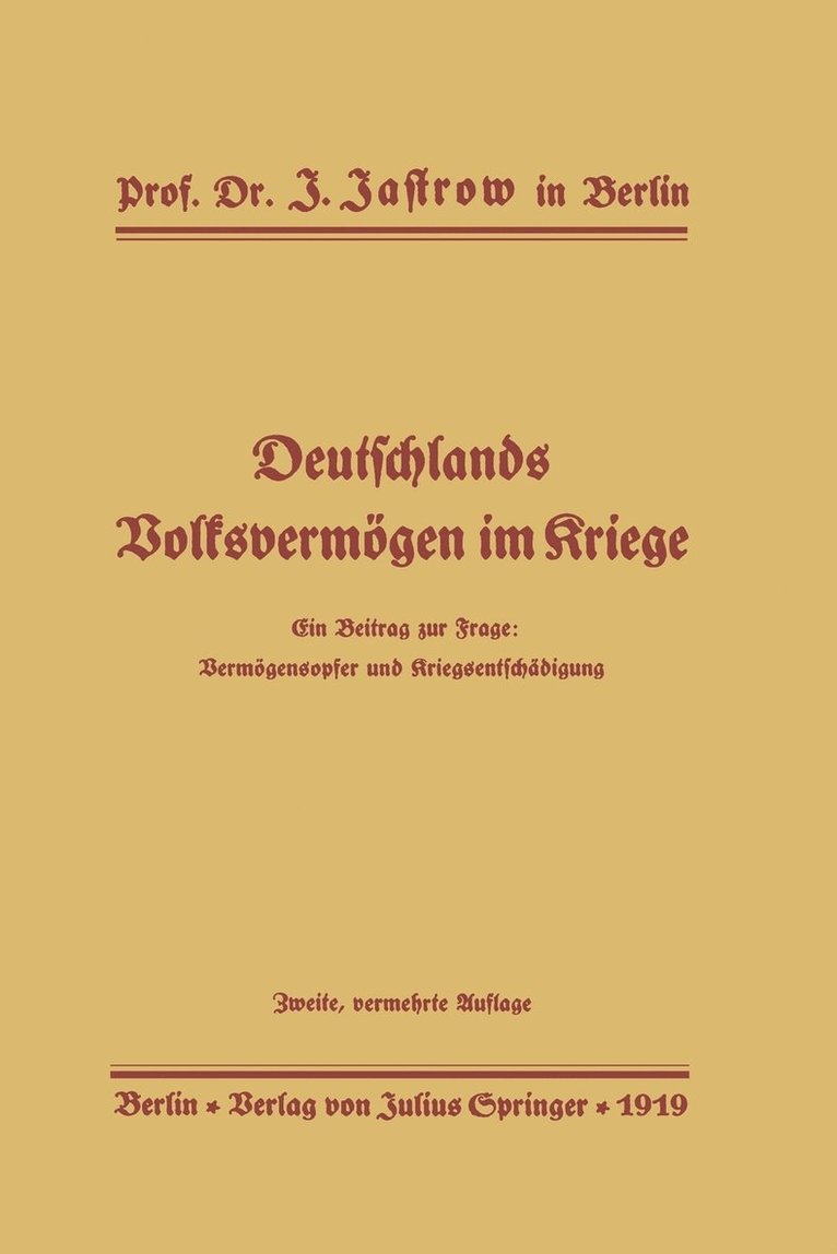 Deutschlands Volksvermögen im Kriege
