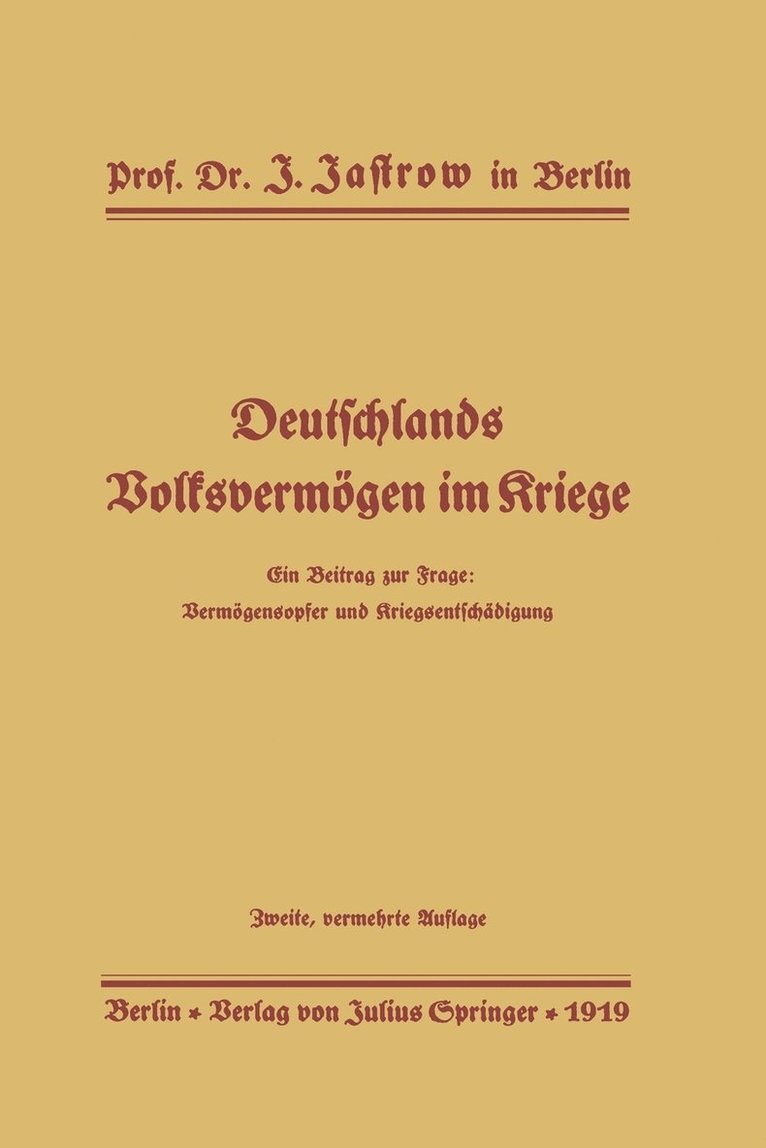 Deutschlands Volksvermgen im Kriege 1