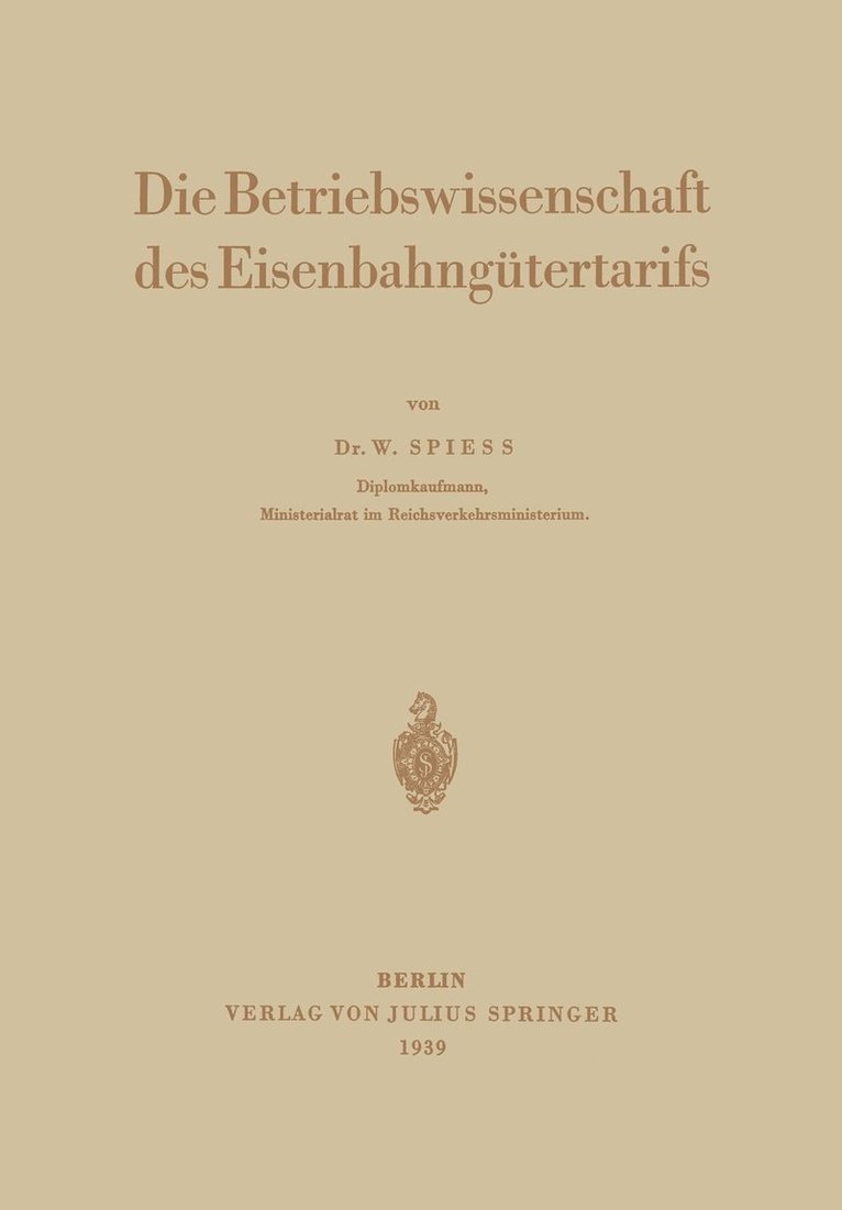 Die Betriebswissenschaft des Eisenbahngtertarifs 1