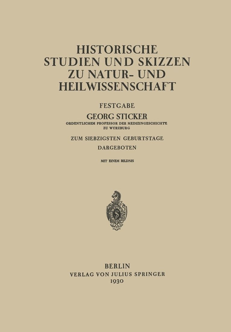 Historische Studien und Skizzen zu Natur- und Heilwissenschaft 1