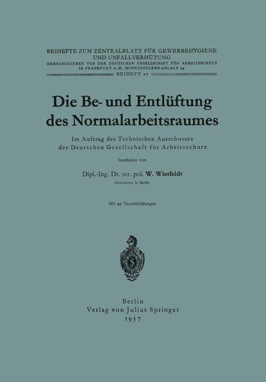 bokomslag Die Be- und Entlüftung des Normalarbeitsraumes