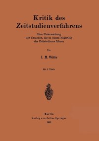 bokomslag Kritik des Zeitstudienverfahrens