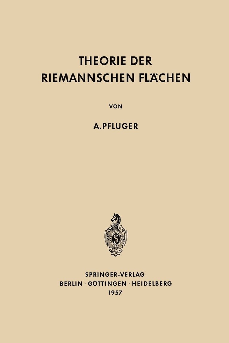 Albert Pfluger - Theorie der Riemannschen Flächen, Häftad