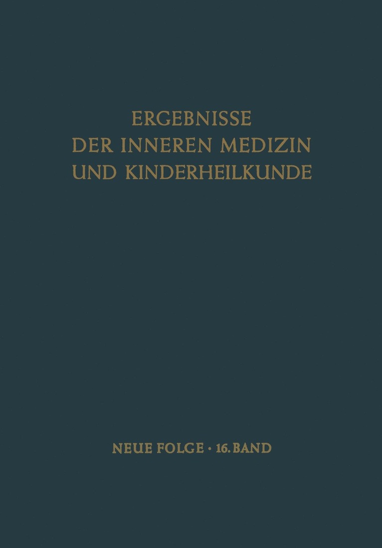 Ergebnisse der Inneren Medizin und Kinderheilkunde 1