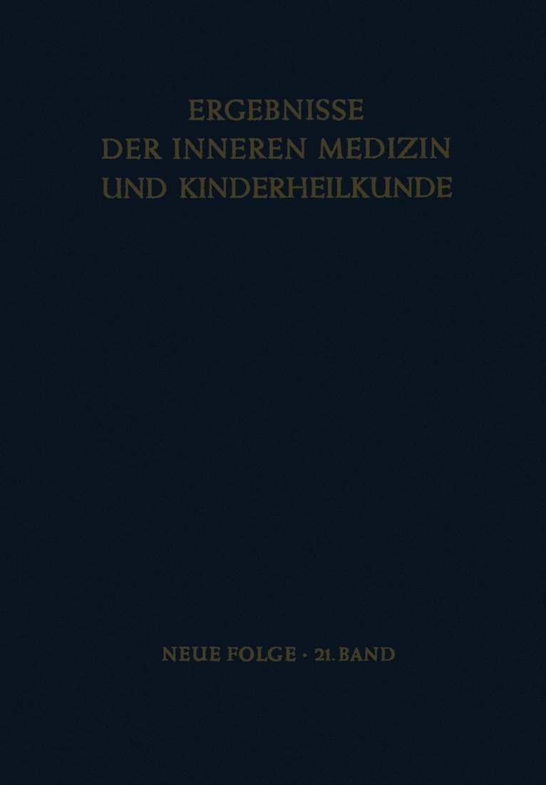 Ergebnisse der Inneren Medizin und Kinderheilkunde