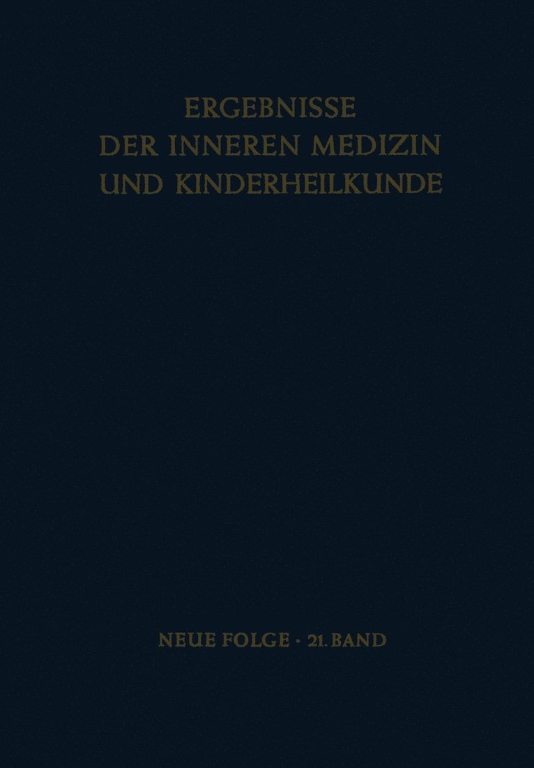 Ergebnisse der Inneren Medizin und Kinderheilkunde 1