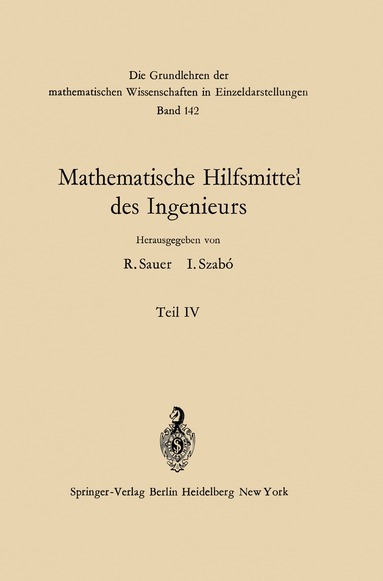 Wolfgang Hahn, V. Mammitzsch, D. Morgenstern, K. Pöschl, W. Zander, Robert Sauer, Istvan Szabo, H. Neuber, W. Nürnberg, K. Pöschl, E. Truckenbrodt, W. Zander - Mathematische Hilfsmittel des Ingenieurs, Häftad