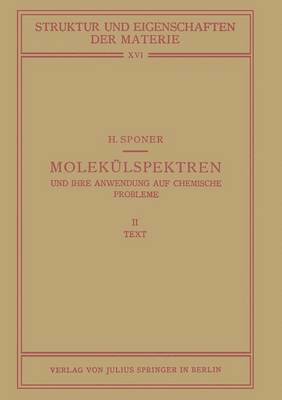 bokomslag Molekülspektren und Ihre Anwendung auf Chemische Probleme
