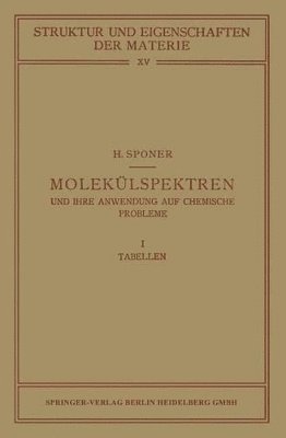 bokomslag Moleklspektren und ihre Anwendung auf Chemische Probleme