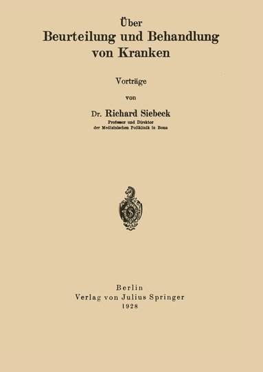 bokomslag ber Beurteilung und Behandlung von Kranken