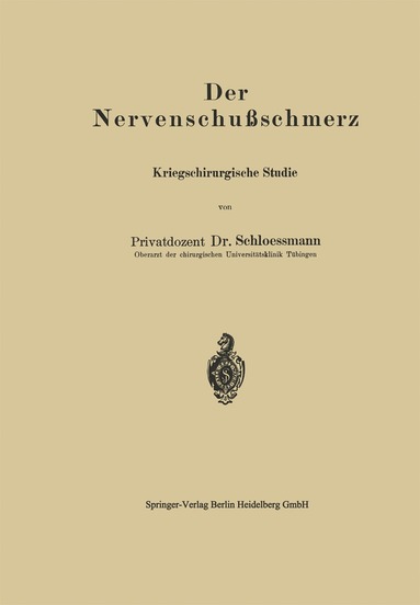 bokomslag Der Nervenschußschmerz