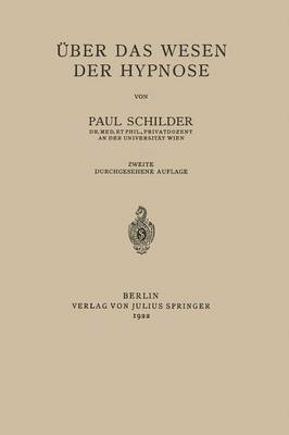Paul Schilder - Über das Wesen der Hypnose, Häftad