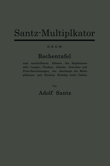 bokomslag Santz-Multiplikator D.R.G.M.