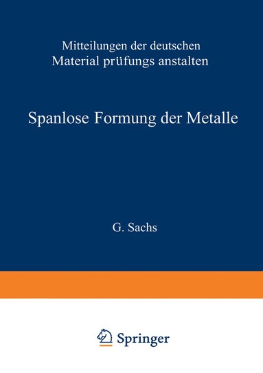 bokomslag Spanlose Formung der Metalle