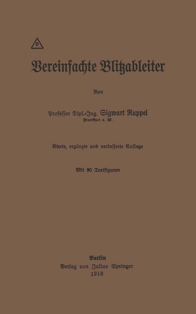 bokomslag Vereinfachte Blitzableiter