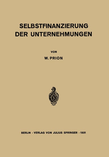 bokomslag Selbstfinanzierung der Unternehmungen