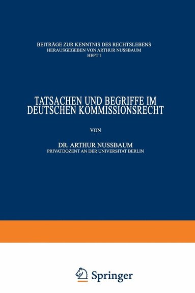 bokomslag Tatsachen und Begriffe im Deutschen Kommissionsrecht