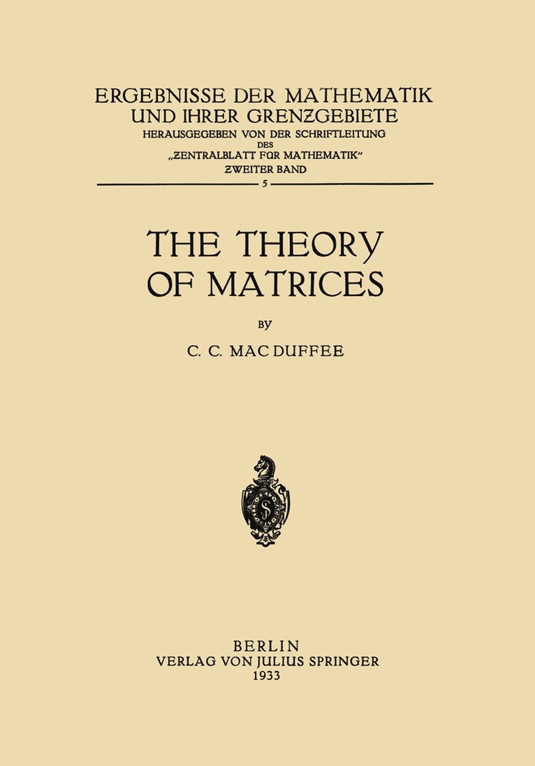 The Theory of Matrices 1