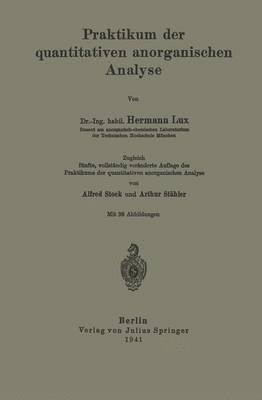 bokomslag Praktikum der quantitativen anorganischen Analyse