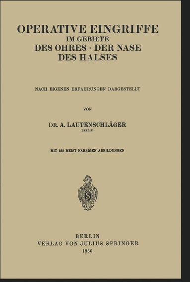 bokomslag Operative Eingriffe im Gebiete des Ohres · der Nase · des Halses