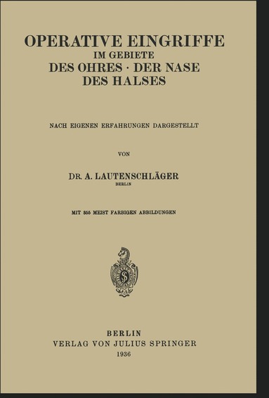 bokomslag Operative Eingriffe im Gebiete des Ohres  der Nase  des Halses