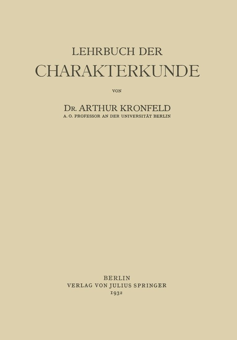 Lehrbuch der Charakterkunde 1