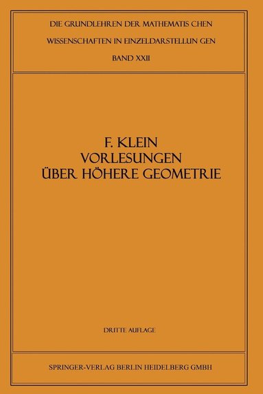 bokomslag Vorlesungen ber Hhere Geometrie