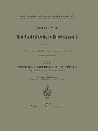 bokomslag Strahlengang und Vergrerung in optischen Instrumenten