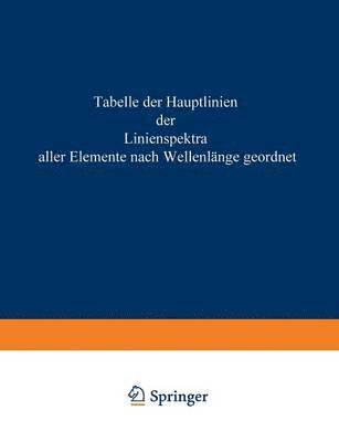 H. Kayser, Rudolf Ritschl - Tabelle der Hauptlinien der Linienspektre aller Elemente nach Wellenlänge geordnet, Häftad